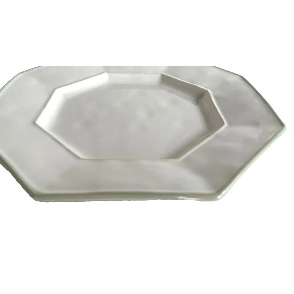 Juliska Petit Singe 9” Plate Octavia Whitewash Cucumber Trim Octagon Set of 3